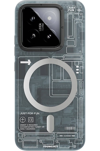 Xiaomi Mi 14 Uyumlu Kılıf Magsafe Şarj Özellikli Youngkit Technology Serisi Mavi