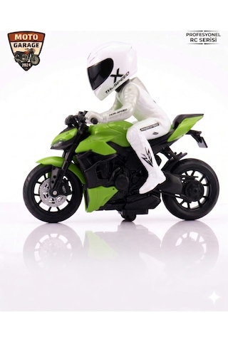 Th-speed X Uzaktan Kumandalı Rc Motosiklet Model - Yeşil - 1/10 Ölçek - Yarışçı Figürlü