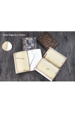 Hediyelik Beyaz Ejder Kabartmalı Defter