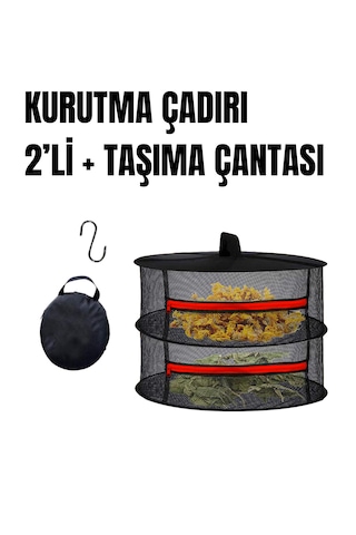 Tineke 2 Katlı Fermuarlı Meyve Sebze Kurutma Filesi Katlanabilir Doğal Kurutma Sepeti Kırmızı Kırmızı