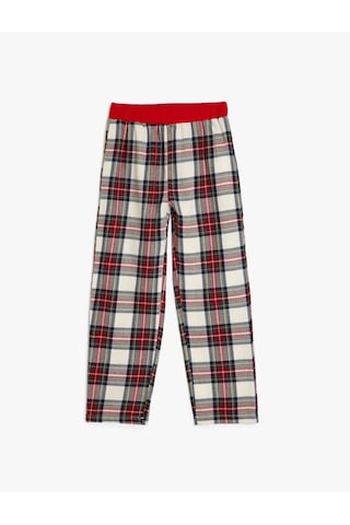 Koton Beli Lastikli Pamuklu Ekoseli Pijama Altı Kırmızı Ekose 5wlm50004mw