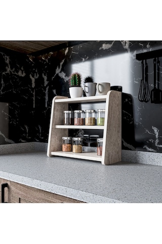 Alpa Ev Mobilya 3 Katlı Tezgah Üstü Organizer, Modern Mutfak Rafı Ve Çok Amaçlı Düzenleyici Traverten