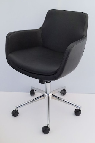 Bulut Rahat Siyah Deri Ofis Sandalyesi