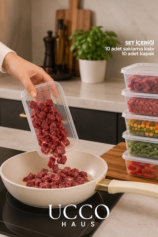 20 Adet 650 Ml Buzluk & Mikrodalga Sızdırmaz Saklama Kabı Seti Buzluk Organizer Şeffaf