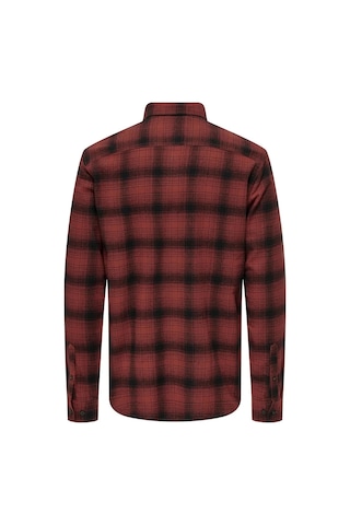 Only & Sons Erkek Onsmatt Uzun Kollu Regular Fit %100 Pamuk Gömlek 22030127 Kırmızı Kırmızı