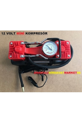 Smr-msm 12 Volt Mini Araç Kompresörü Güçlü Çift Piston Kompresör