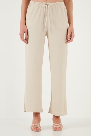 Lela Regular Fit Normal Bel Geniş Paça Bayan Pantolon 5866117 Taş