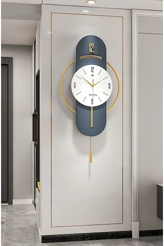 MetaQuartz Aksesuar Exclusive Milano Time Quartz Mekanizmalı Duvar Saati Lacivert - Lake Lacivert