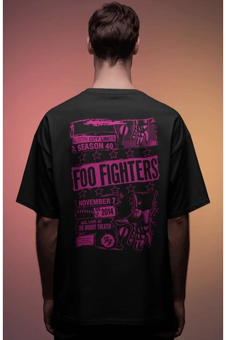Sevbano Foo Fighters Rock Metal Müzik Grubu Baskılı Unisex Oversize Premi Siyah