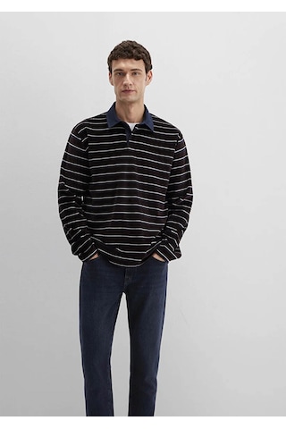 Mavi Çizgili Polo Yaka Kahverengi Erkek Sweatshirt M0s10470-89103 Kahverengi