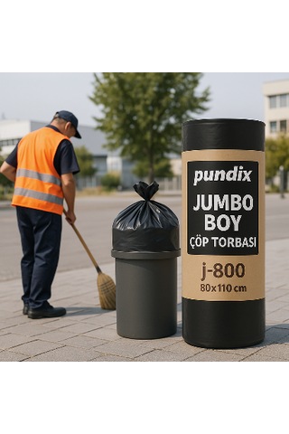 Pundix Pundıx J800 Jumbo Boy Çöp Torbası 80x110 Cm 1 Koli 10 Rulo X 10 Adet Profesyonel Endüstriyel Kullanım Dayanıklı, Sızdırmaz Ve Geniş Hacimli Çöp Poşeti