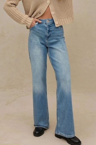 Hiccup Geniş Paça Esnek Kot Pantolon Orta Mavi Denim
