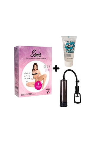 Truva Shop Sonia 3 Işlevli Kaliteli Şişme Bebek + Penis Vakum Pompası + Jel