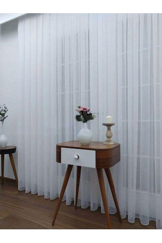 Kırık Beyaz Düz Tül Perde Şantuk Seyrek Pile 1'e 2 Pile-kırık Beyaz Kırık Beyaz