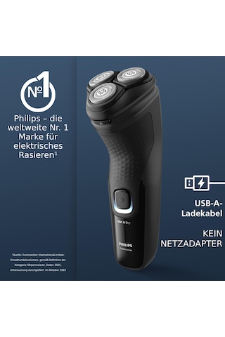Philips Shaver Series 3000x - Siyah Erkekler İçin Elektrikli Tıraş Makinesi, Islak Ve Kuru Tıraş, Skinprotect Teknolojisine Sahip, Katlanır Sakal Düzeltici Model X3001/00