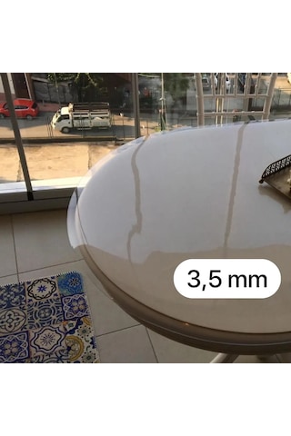 Şeffaf Pvc 3,5 Mm Kalın Oval Masa Örtüsü Kaymaz Koruyucu, Düz Kenarlı Yarım Daireli Muşamba Şeffaf