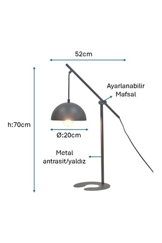 Antrasit/gri Boyalı Masa Lambası Plc-1215-m-gr