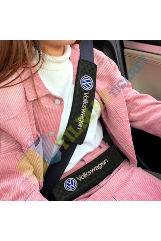 Volkswagen Logo Nakış İşleme Karbon Emniyet Kemer Pedi 2 Adet