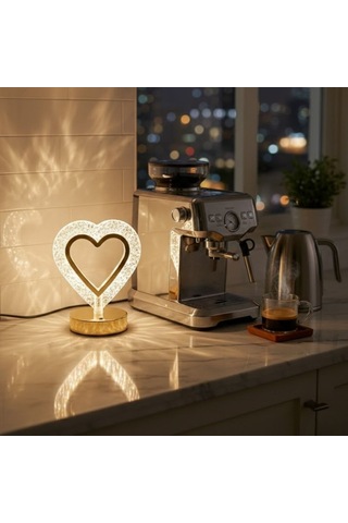 Kalp Şeklinde Kristal Led Masa Lambası Dokunmatik, 3 Renk Işık Modlu, Şarjlı Mini Dekoratif Gece Lambası Çok Renkli