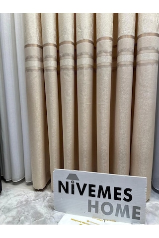 Nivemeshome Damla Ft614337 V-101 Krem 1/3 Sık Pileli Fon Perde Apm Çok Renkli
