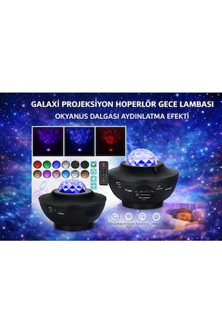 Samsung Uyumlu Galaxy Cover Projektör Bluetooth Hoperlör Sese Duyarlı Disko Parti Gece Lambası Tavan Aydınlatıcı