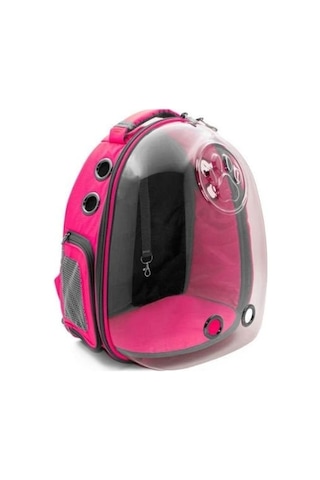 Cattie Şeffaf Kedi Küçük Irk Köpek Taşıma Sırt Çantası Pembe 25 x 30 x 40 CM