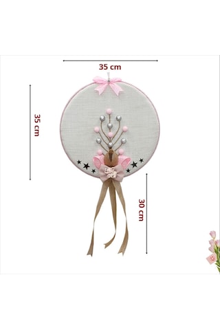 Süslebabypartystore Fil Temalı Ahşap Pano 35Cm Kapı Süsü - Pembe
