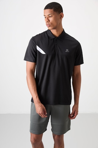 Tommy Life Siyah Polyester Nefes Alan Dokulu İnce Esnek Standart Fit Polo Yaka Erkek Performans T-shirt - 8840 Siyah