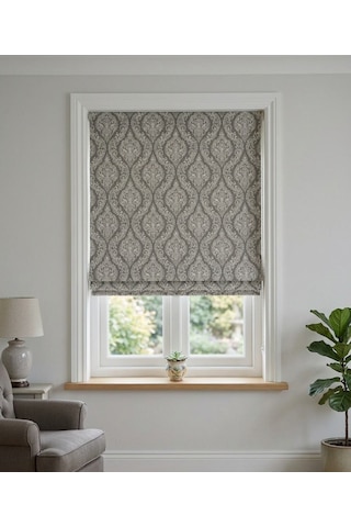 Damask Katlamalı Perde Gri
