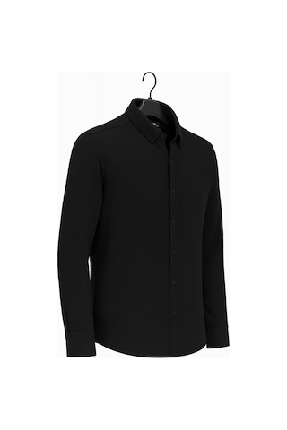 Classics Men Gewer Uzun Kol Slim Fit İçi Polarlı Erkek Gömlek - 7440 Siyah