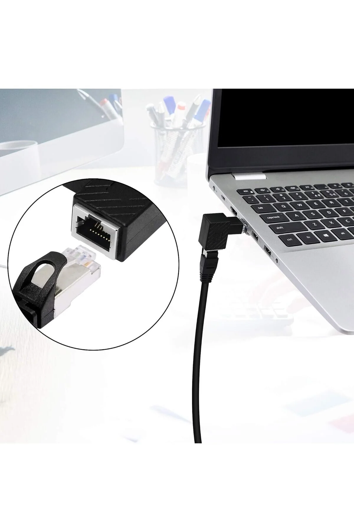 Rj45 Erkek-dişi Uzatma Ağ Konnektörü Gigabit Destekli L Tipi Rj45 Dişi Erkek 90 Derece Cat İnternet Ethernet Kablo Uç Çevirici Adaptör