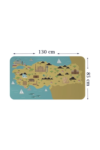 Eğitici Ve Öğretici Cocuk Odası Türkiye Haritası Duvar Sticker-85x130-3877 Çok Renkli