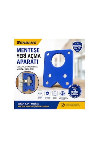 Senbang Menteşe Yeri Açma Aparatı Dolap Kapak Menteşe Montaj Şablonu Delik Açma Kılavuzu Mobilya Matkap Aparatı
