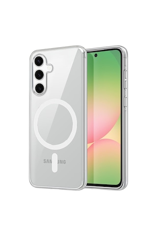 Samsung Uyumlu Galaxy S24 Fe Kılıf Combo Seri Magsafe Özellikli Sararmaz Sert Şeffaf Kapak Şeffaf