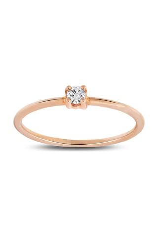 Ariş 0.07 Karat Pırlanta Tektaş Yüzük Kırmızı