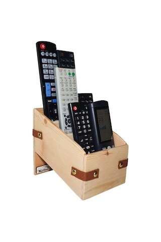 Doğal Ahşap Kumandalık Klima Televizyon Kumanda Standı Organizer