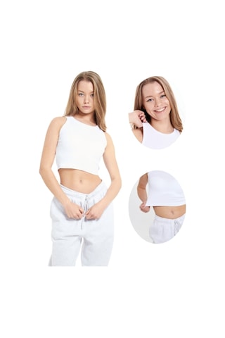 Alya Underwear Kaşkorse Kalın Biye Crop Beyaz