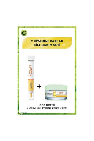 Garnier C Vitamini Parlak Aydınlatıcı Göz Kremi 15 ML + C Vitamini Parlak Günlük Aydınlatıcı Krem 50 ML