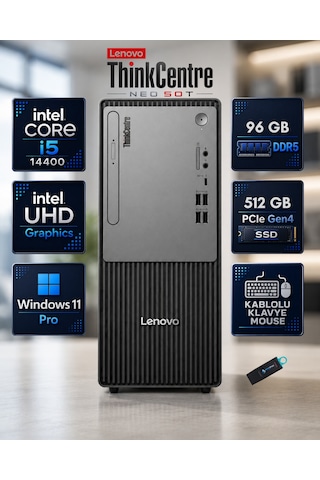 Lenovo Thinkcentre Neo 50T G5 12UD002CTR-RNP13 i5-14400 96 GB 512 GB SSD W11P Masaüstü Bilgisayar
