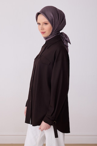 Belli Twill İpek Eşarp 4317-34 Kahverengi, Mor Kahverengi - Mor