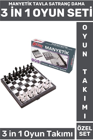 Premium Seri Aile Ev Arkadaş Zeka Strateji Beceri Geliştirici Tavla Dama Satranç 3 İn 1 Oyun Takımı