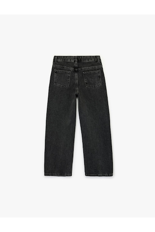 Koton Pamuklu Düğme Detaylı Beli Ayarlanabilir Lastikli Denim Pantolon Siyah 6wkg40022ad Siyah