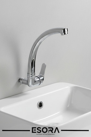 Duvardan Tek Su Çıkışlı Mutfak Lavabo Bataryası Musluğu Krom