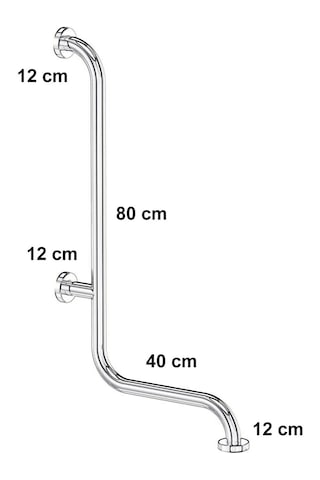 Yaşlı Ve Bedensel Engelli Köşe Tipi Tutunma Barı Paslanmaz Çelik 32 Mm Çap Gümüş