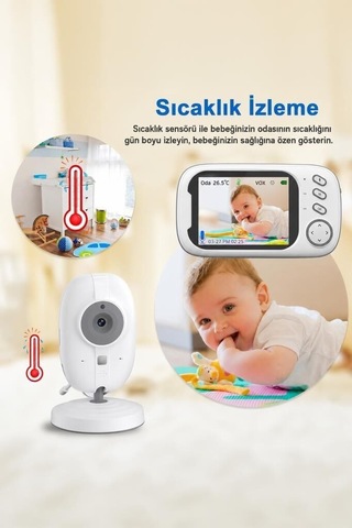 Özel Üretim Bebek Kamerası Telsiz Monitörlü Abm600 Beyaz Akıllı Yatak Gece