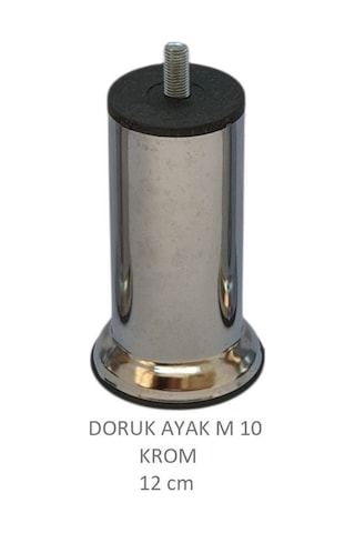 Doruk Ayak, Cıvatalı Baza Koltuk Dolap Ayağı, Metal, Krom, M10, 12 Cm Krom