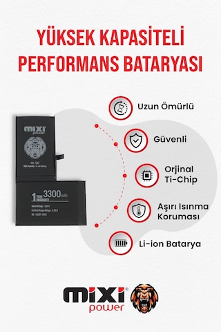 Apple Uyumlu iPhone X  Yüksek Kapasiteli Batarya, Pil Sağlığı Yüzde Gösterir,