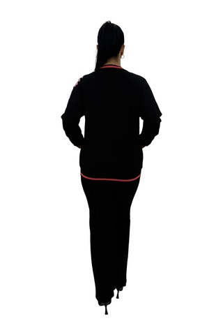 Elisa Fanti Büyük Beden İncili Taş Detaylı Fermuarlı Uzun Kollu Şık Kadın Ceket Siyah
