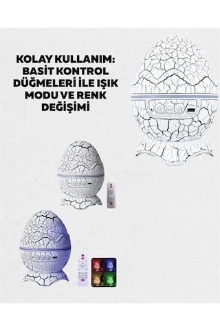 Dinozor Yumurtası Tasarımlı Projektörlü Gece Lambası Çok Renkli 80633591