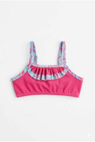 Beniizle Yaprak Desenli Kız Çocuk Bikini Takımı Nar Çiçeği